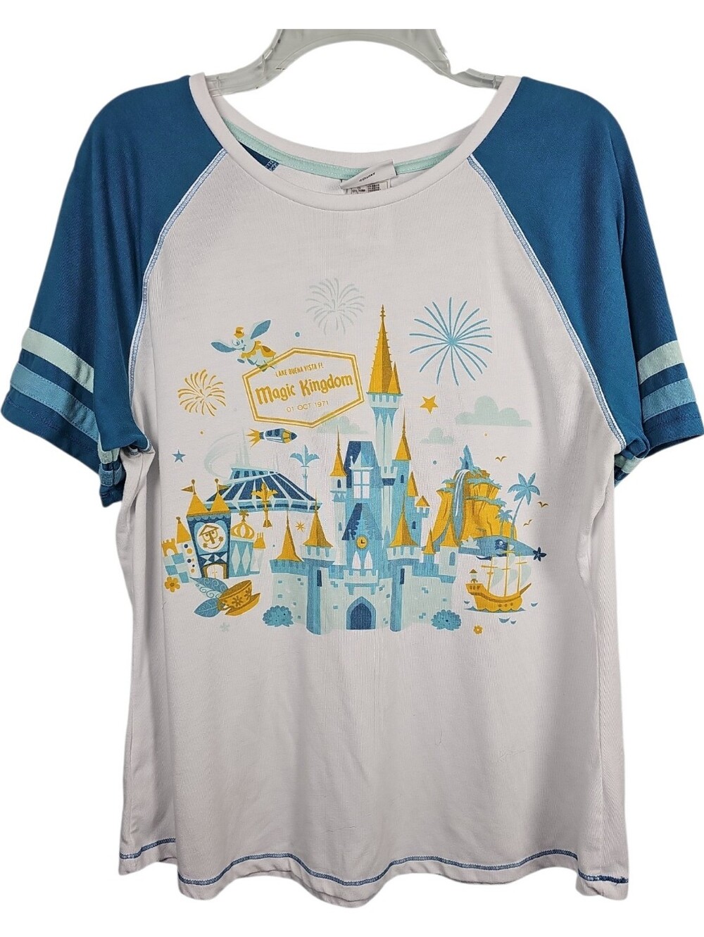 Disney Parks Magic Kingdom Raglan Castle Graphic Teal Gold Women's Size XL